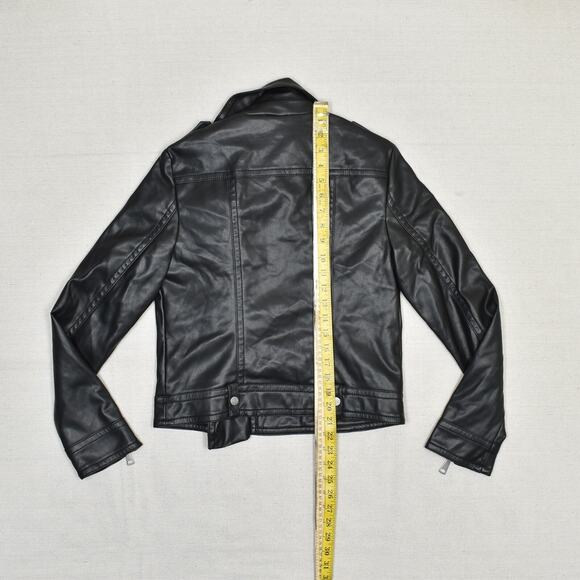 Express Women's Faux Leather Motorcycle Jacket Zip Solid Black Size S Pockets - Picture 5 of 8